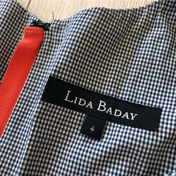 Lida Baday Gingham V Neck Dress in Black & White Size 4 - Picture 8 of 13